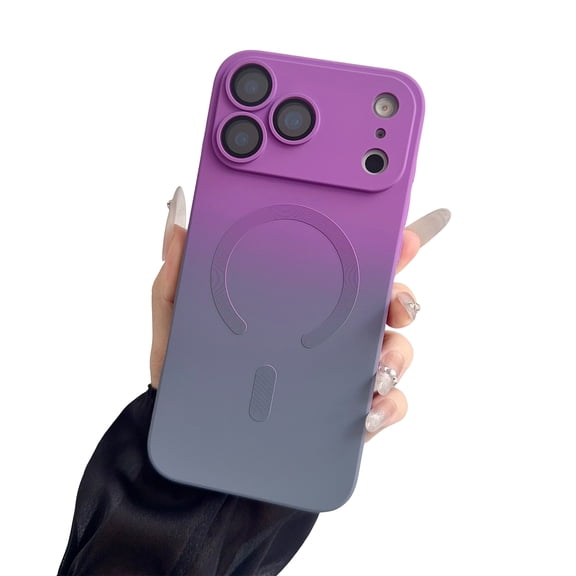 Dteck Magnetic Case for iPhone 17 Pro 6.3 Inch, Gradient Neon Color Case Compatible with MagSafe Charger Cover with Camera Lens Protector,Purple Gray