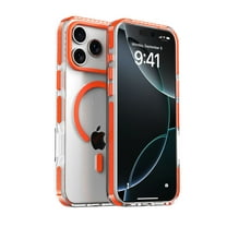 Dteck Magnetic Case for iPhone 17 Pro Max,Shockproof Clear TPU PC Case Case Compatible with Mag Safe Transparent Back Cover,Orange