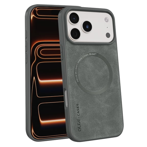 Dteck Magnetic Case for iPhone 17 Pro Max,Shockproof Leather+TPU Case Compatible with Mag Safe Back Cover for iPhone 17 Pro Max,Darkgray