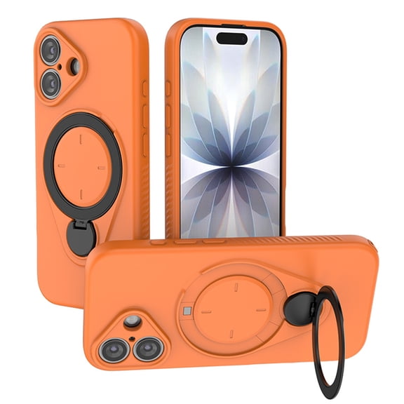 Dteck Magnetic Case for iPhone 17,Shockproof TPU Case Compatible with Mag Safe Ring Holder Stand Cover for iPhone 17,Orange