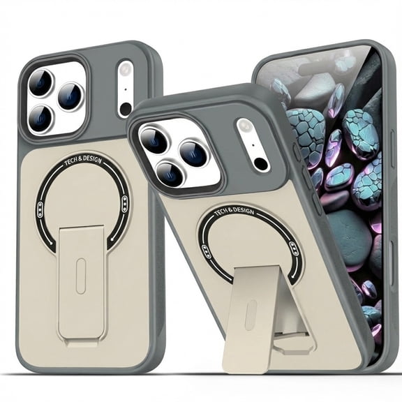 Dteck Magnetic Case for iPhone Air,Shockproof TPU+PC Case Compatible with Mag Safe Kickstand Back Cover for iPhone Air,Gray