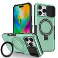 thumbnail image 1 of Dteck Magnetic Case for iPhone 11 Pro,Shockproof Silicone Case Compatible with MagSafe Slide Lens Protectio Ring Holder Kickstand Cover for iPhone 11 Pro,Lightgreen, 1 of 10
