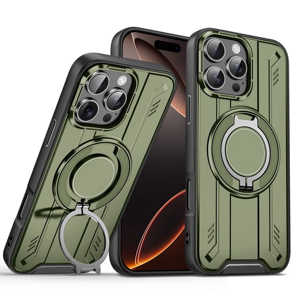 Dteck Magnetic Case for iPhone 12/12 Pro,Shockproof TPU+PC Case Compatible with Mag Safe Ring Holder Stand Military Grade Drop Proof Cover for iPhone 12/12 Pro, Armygreen