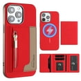 thumbnail image 1 of Dteck Magnetic Case for iPhone 12 Pro Max, 2 in 1 Wallet Case Detachable Card Holder, Compatible with MagSafe, Slim PU Leather RFID Blocking Credit Slots Zipper Pocket,Red, 1 of 7