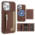 thumbnail image 1 of Dteck Magnetic Case for iPhone 12 Pro Max, 2 in 1 Wallet Case Detachable Card Holder, Compatible with MagSafe, Slim PU Leather RFID Blocking Credit Slots Zipper Pocket,Brown, 1 of 7