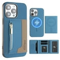 thumbnail image 1 of Dteck Magnetic Case for iPhone 12 Pro Max, 2 in 1 Wallet Case Detachable Card Holder, Compatible with MagSafe, Slim PU Leather RFID Blocking Credit Slots Zipper Pocket,Light Blue, 1 of 7
