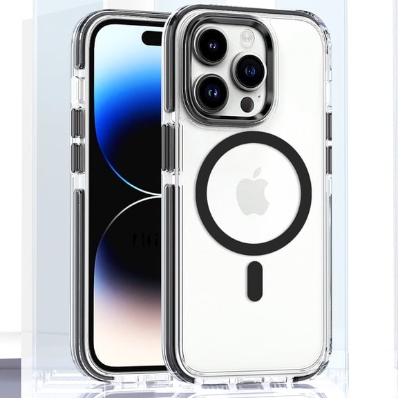 Dteck Magnetic Case for iPhone 12 Pro Max, Compatible with MagSafe, Clear Slim Crystal Transparent Cover Shockproof Bumper Case for iPhone 12 Pro Max,Black