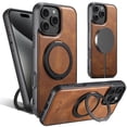 thumbnail image 1 of Dteck Magnetic Case for iPhone 12 Pro Max,Luxury Business Leather+Rubber Case Compatible with MagSafe Shockproof Ring Holder 360° Rotatable Kickstand Cover,Brown, 1 of 7