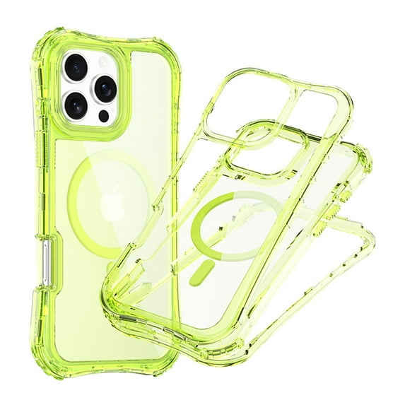 Dteck Magnetic Case for iPhone 12 Pro Max, Shockproof 3-Layer Military Grade Protection Clear Case Compatible with Mag Safe Back Cover with Wrist Strap,Green