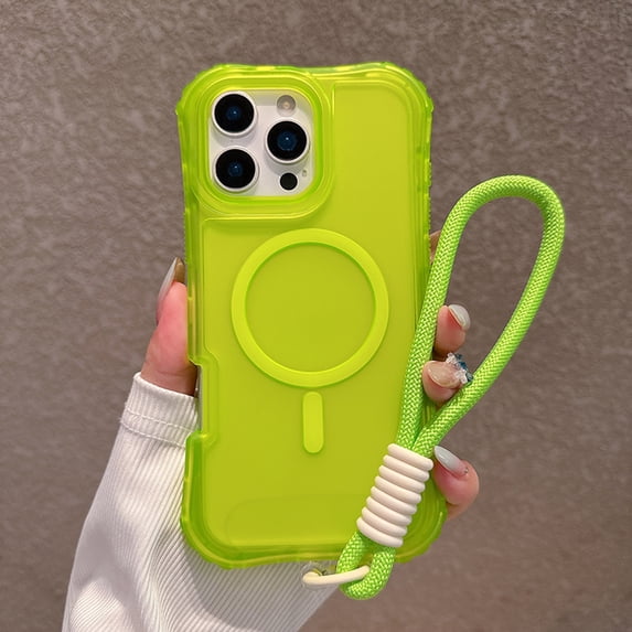 Dteck Magnetic Case for iPhone 12 Pro Max, Shockproof Rugged Cover with Lanyard Slim Lightweight PC+TPU Non-Slip Wireless Charging Anti-Fingerprint Translucent Matte Phone Case, Green