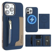 Dteck Magnetic Case for iPhone 12 Pro / iPhone 12 6.1", 2 in 1 Wallet Case Detachable Card Holder, Compatible with MagSafe, Slim PU Leather RFID Blocking Credit Slots Zipper Pocket,Blue