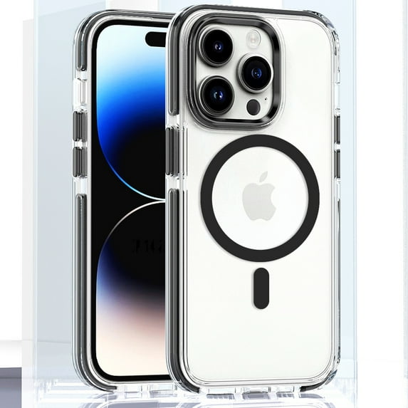 Dteck Magnetic Case for iPhone 12 / iPhone 12 Pro, Compatible with MagSafe, Clear Slim Crystal Transparent Cover Shockproof Bumper Case for iPhone 12/12 Pro 6.1 Inch,Black