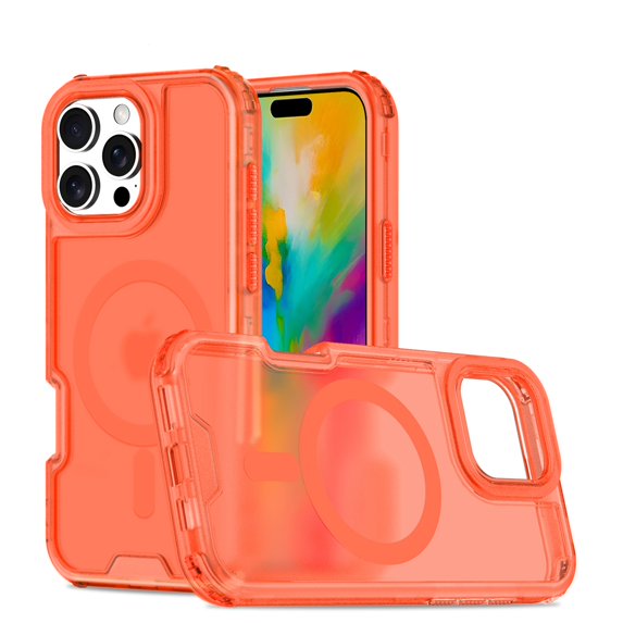 Dteck Magnetic Case for iPhone 13 Pro, Compatible with MagSafe, Military Grade Drop Protection Slim Translucent Matte Shockproof with Anti-Fingerprint Phone Case,Orange