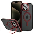 thumbnail image 1 of Dteck Magnetic Case for iPhone 13 Pro Max ,Shockproof Translucent Matte PC+TPU Case Compatible with MagSafe Built-in Camera Stand  Back Cover for iPhone 13 Pro MaxRed, 1 of 8
