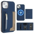 thumbnail image 1 of Dteck Magnetic Case for iPhone 14 Plus, 2 in 1 Wallet Case Detachable Card Holder, Compatible with MagSafe, Slim PU Leather RFID Blocking Credit Slots Zipper Pocket,Blue, 1 of 7