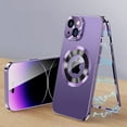 thumbnail image 1 of Dteck Magnetic Case for iPhone 14 Plus, MagSafe Compatible iPhone 14 Plus Case with Built-in Screen Protector,Metal Bumper Hybrid PC Back with Camera Lens Protector Logo Window View, Purple, 1 of 6
