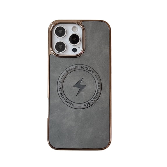 Dteck Magnetic Case for iPhone 14 Plus, Shockproof Magnetic Anti-Fingerprint PU Leather Cover Support Wireless Charging Ultra Slim Protection Cover, Gray
