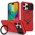 thumbnail image 1 of Dteck Magnetic Case for iPhone 14 Plus,Shockproof Silicone Case Compatible with MagSafe Slide Lens Protectio Ring Holder Kickstand Cover for iPhone 14 Plus,Red, 1 of 10