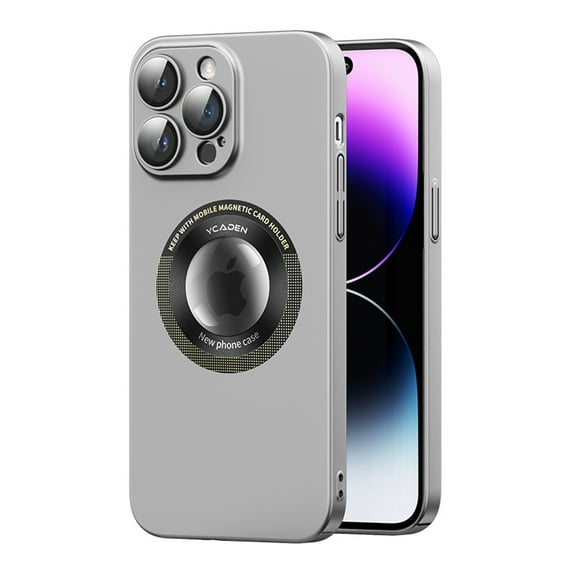 Dteck Magnetic Case for iPhone 14 Pro, Compatible with MagSafe, Slim Fit Matte PC Hard Cover with Camera Lens Protector Logo View Window for Apple iPhone 14 Pro,Silver