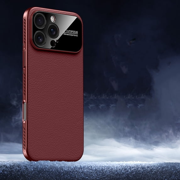Dteck Magnetic Case for iPhone 14 Pro Max,Luxury Leather Case Compatible with MagSafe Shockproof Heat Dissipation Bumper Cover for iPhone 14 Pro Max,Winered