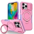 thumbnail image 1 of Dteck Magnetic Case for iPhone 14 Pro Max,Shockproof Silicone Case Compatible with MagSafe Slide Lens Protectio Ring Holder Kickstand Cover for iPhone 14 Pro Max,Pink, 1 of 10