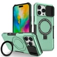 thumbnail image 1 of Dteck Magnetic Case for iPhone 14 Pro Max,Shockproof Silicone Case Compatible with MagSafe Slide Lens Protectio Ring Holder Kickstand Cover for iPhone 14 Pro Max,Lightgreen, 1 of 10