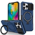 thumbnail image 1 of Dteck Magnetic Case for iPhone 14 Pro Max,Shockproof Silicone Case Compatible with MagSafe Slide Lens Protectio Ring Holder Kickstand Cover for iPhone 14 Pro Max,Royalblue, 1 of 10