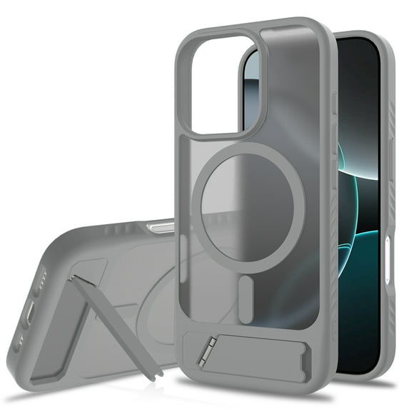Dteck Magnetic Case for iPhone 14 Pro Max,Shockproof TPU+PC Anti-Slip Compatible with Mag Safe Case Adjustable Kickstand Frosted Translucent Matte Phone Cover for iPhone 14 Pro Max,Darkgray