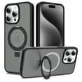 thumbnail image 1 of Dteck Magnetic Case for iPhone 14 Pro,Shockproof Matte Translucent PC Case Compatible with Mag Safe Ring Holder Kickstand Silicone Bumper Cover for iPhone 14 Pro,Black, 1 of 6