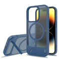 thumbnail image 1 of Dteck Magnetic Case for iPhone 14 Pro / iPhone 13 Pro,Shockproof TPU+PC Anti-Slip Compatible with Mag Safe Case Adjustable Kickstand Frosted Translucent Matte Phone Cover,Darkblue, 1 of 6