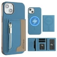 thumbnail image 1 of Dteck Magnetic Case for iPhone 15, 2 in 1 Wallet Case Detachable Card Holder, Compatible with MagSafe, Slim PU Leather RFID Blocking Credit Slots Zipper Pocket,Light Blue, 1 of 7
