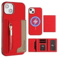 thumbnail image 1 of Dteck Magnetic Case for iPhone 15 Plus, 2 in 1 Wallet Case Detachable Card Holder, Compatible with MagSafe, Slim PU Leather RFID Blocking Credit Slots Zipper Pocket,Red, 1 of 7