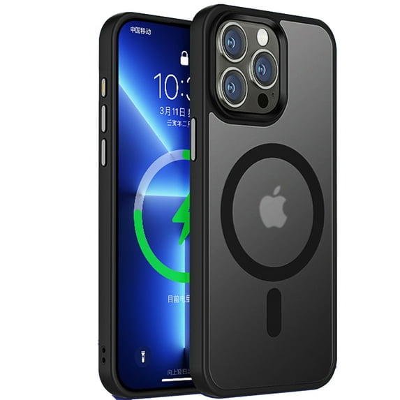 Dteck Magnetic Case for iPhone 15 Plus Case Compatible with MagSafe, Translucent Matte Back with Aluminum Alloy Keys, Shockproof 15 Plus Phone Case 6.7 Inch, Black