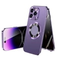thumbnail image 1 of Dteck Magnetic Case for iPhone 15 Pro, High Sensitivity Privacy Screen + Metal Camera Protector, Luxury Electroplated Metal Frame Anti-Peep Double Sided Case for iPhone 15 Pro,Purple, 1 of 7
