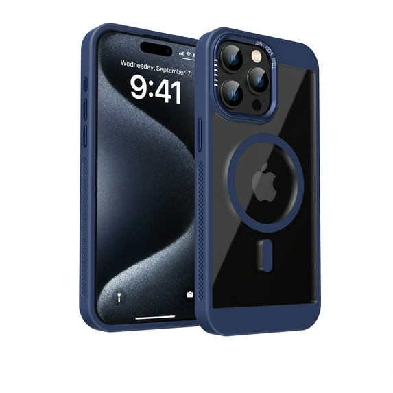 Dteck Magnetic Case for iPhone 15 Pro Max,Shockproof TPU+PC Heat Dissipation Case Compatible with Mag Safe Matte Translucent Back Cover for iPhone 15 Pro Max,Blue
