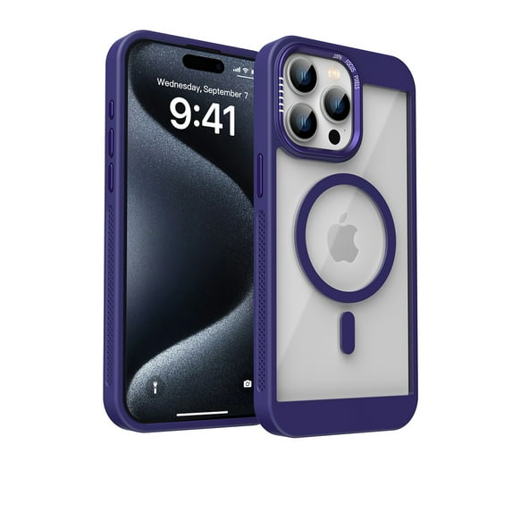 Dteck Magnetic Case for iPhone 15 Pro Max,Shockproof TPU+PC Heat Dissipation Case Compatible with Mag Safe Matte Translucent Back Cover for iPhone 15 Pro Max,Purple