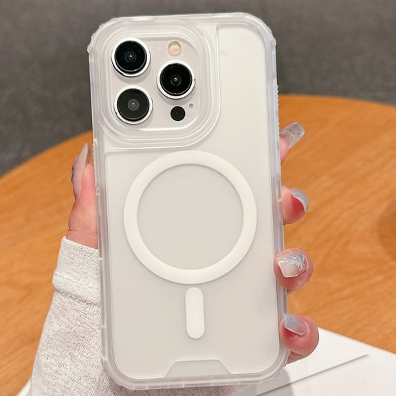 Dteck Magnetic Case for iPhone 16, Compatible with MagSafe, Military Grade Drop Protection Slim Translucent Matte Shockproof with Anti-Fingerprint Phone Case,White