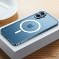 thumbnail image 1 of Dteck Magnetic Case for iPhone 16,Luxury Metal Aluminum Alloy Bumper Case Shockproof Compatible with MagSafe Matte Translucent Back Cover with Safety Lock ,Blue, 1 of 6