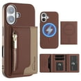 thumbnail image 1 of Dteck Magnetic Case for iPhone 16 Plus, 2 in 1 Wallet Case Detachable Card Holder, Compatible with MagSafe, Slim PU Leather RFID Blocking Credit Slots Zipper Pocket,Brown, 1 of 7
