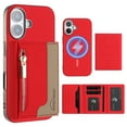 thumbnail image 1 of Dteck Magnetic Case for iPhone 16 Plus, 2 in 1 Wallet Case Detachable Card Holder, Compatible with MagSafe, Slim PU Leather RFID Blocking Credit Slots Zipper Pocket,Red, 1 of 7