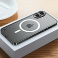 thumbnail image 1 of Dteck Magnetic Case for iPhone 16 Plus,Luxury Metal Aluminum Alloy Bumper Case Shockproof Compatible with MagSafe Matte Translucent Back Cover with Safety Lock ,Black, 1 of 6