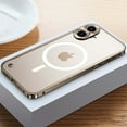 thumbnail image 1 of Dteck Magnetic Case for iPhone 16 Plus,Luxury Metal Aluminum Alloy Bumper Case Shockproof Compatible with MagSafe Matte Translucent Back Cover with Safety Lock ,Gold, 1 of 6