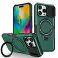 thumbnail image 1 of Dteck Magnetic Case for iPhone 16 Plus,Shockproof Silicone Case Compatible with MagSafe Slide Lens Protectio Ring Holder Kickstand Cover for iPhone 16 Plus,Darkgreen, 1 of 10
