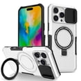 thumbnail image 1 of Dteck Magnetic Case for iPhone 16 Plus,Shockproof Silicone Case Compatible with MagSafe Slide Lens Protectio Ring Holder Kickstand Cover for iPhone 16 Plus,White, 1 of 10