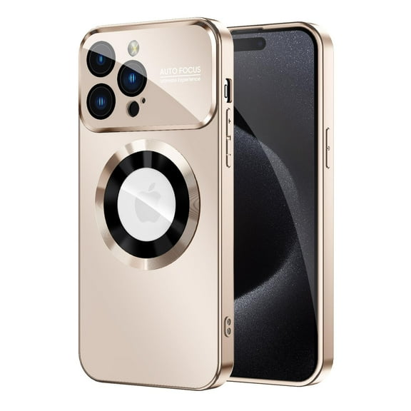 Dteck Magnetic Case for iPhone 16 Plus, Wireless Charging MagSafe Accessory Compatible with Built-in Camera Lens Protector, Shockproof Drop Proof Hard PC Soft TPU Phone Cover, Titaniumgold