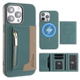thumbnail image 1 of Dteck Magnetic Case for iPhone 16 Pro Max, 2 in 1 Wallet Case Detachable Card Holder, Compatible with MagSafe, Slim PU Leather RFID Blocking Credit Slots Zipper Pocket,Green, 1 of 6
