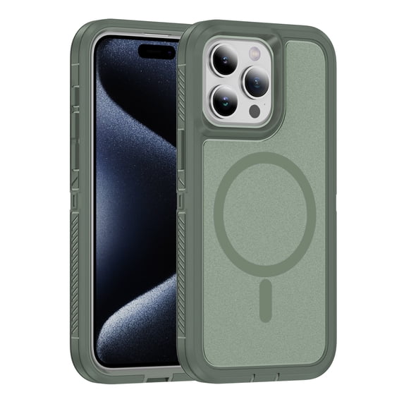 Dteck Magnetic Case for iPhone 16 Pro Max Compatible with Magsafe Dual Layer Military-Grade Protection Heavy Duty Shockproof Rugged Protective Cover for iPhone 16 Pro Max ,Green