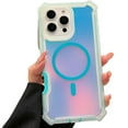 thumbnail image 1 of Dteck Magnetic Case for iPhone 16 Pro Max,Compatible with Magsafe, Shock-Absorbent Bumper Cute and Unique Fluorescent Holographic Iridescent Phone Cover,Blue Green, 1 of 5