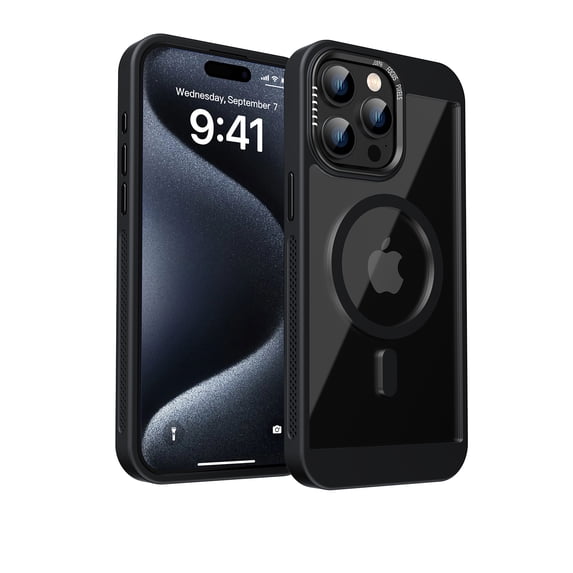 Dteck Magnetic Case for iPhone 16 Pro,Shockproof TPU+PC Heat Dissipation Case Compatible with Mag Safe Matte Translucent Back Cover for iPhone 16 Pro,Black