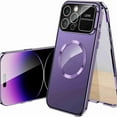 thumbnail image 1 of Dteck Magnetic Case for iPhone 16 Pro, Tempered Glass Screen Protector and Magnetic Adsorption Case Metal Bumper Shockproof Plating Hard Cover, Purple, 1 of 7